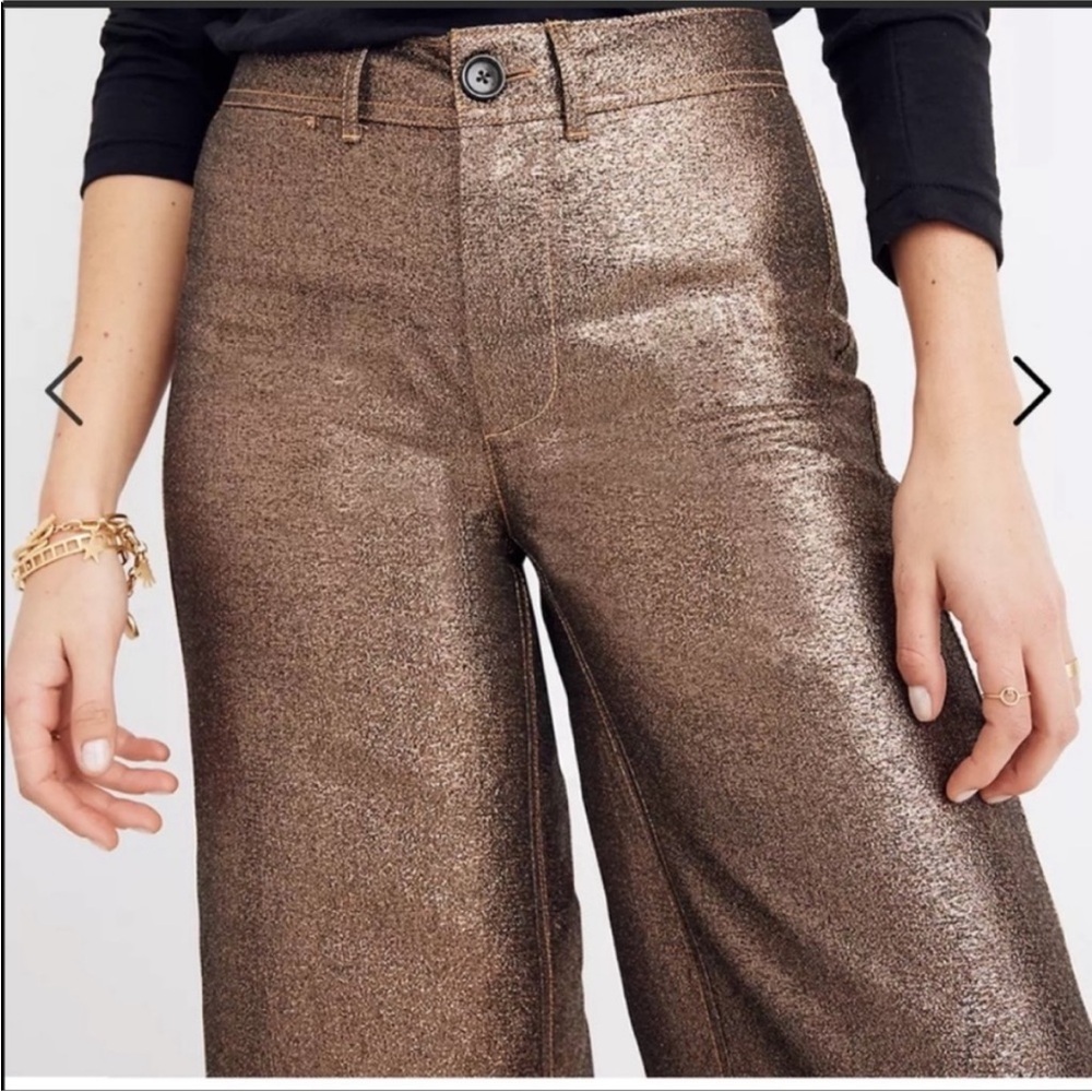 Madewell Metallic Bronze Cropped Pants - Picture 3 of 8